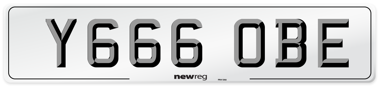 Y666 OBE Number Plate from New Reg